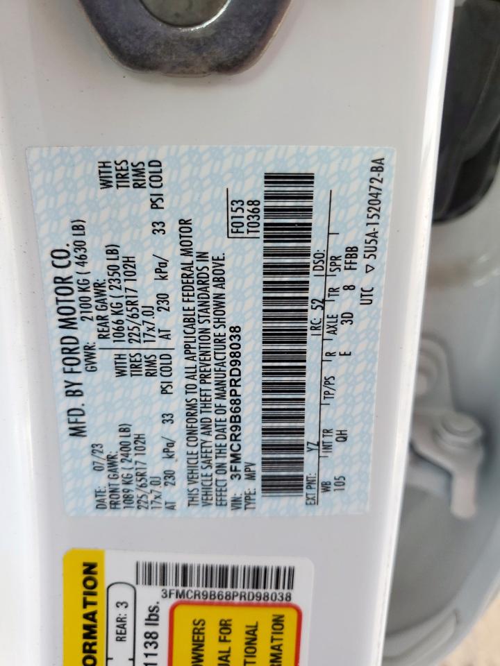 2023 Ford Bronco Sport Big Bend VIN: 3FMCR9B68PRD98038 Lot: 84278795