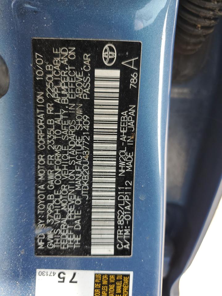 2008 Toyota Prius VIN: JTDKB20U487721409 Lot: 80665825