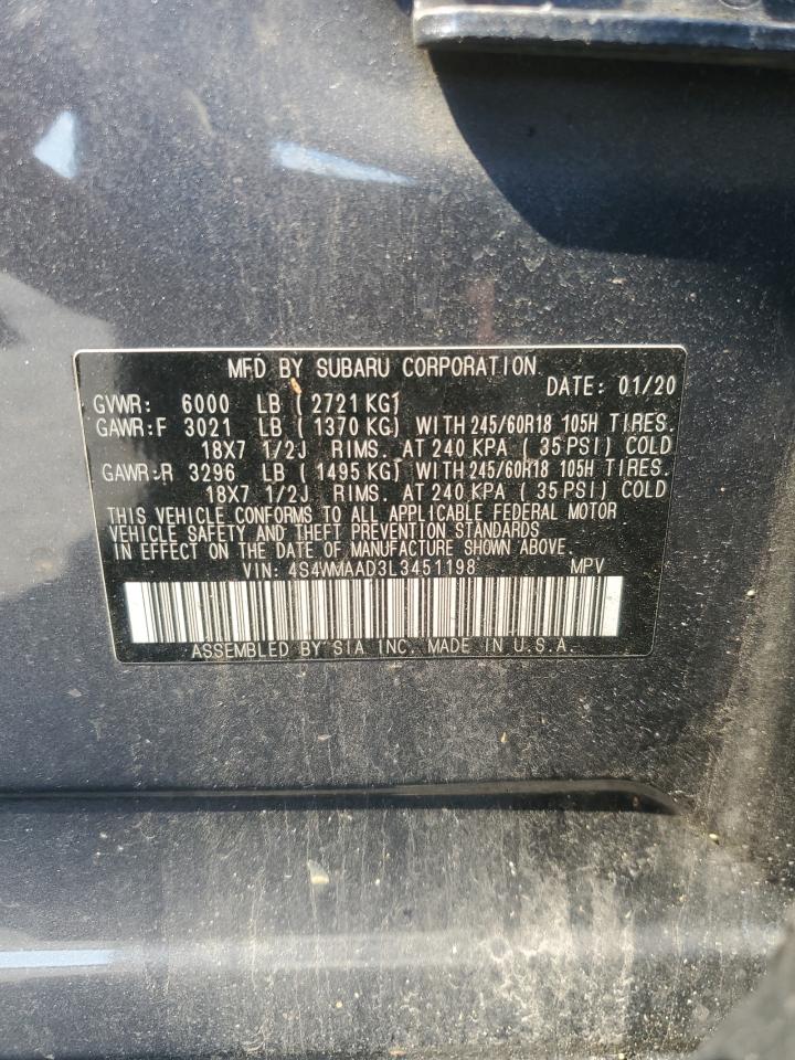 2020 Subaru Ascent VIN: 4S4WMAAD3L3451198 Lot: 71025825