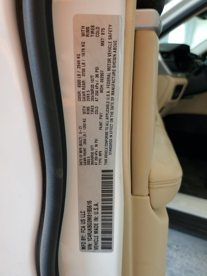 2021 Jeep Grand Cherokee L Limited VIN: 1C4RJKBG0M8195616 Lot: 81815125
