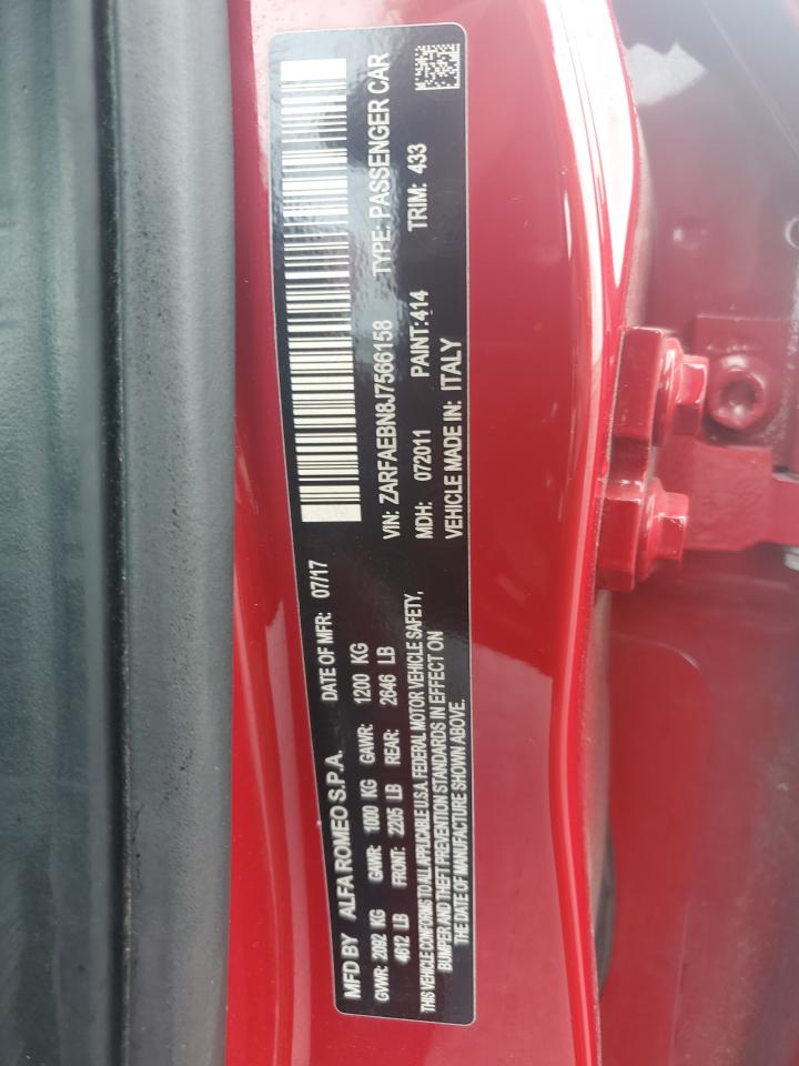 2018 Alfa Romeo Giulia VIN: ZARFAEBN8J7566158 Lot: 84816995