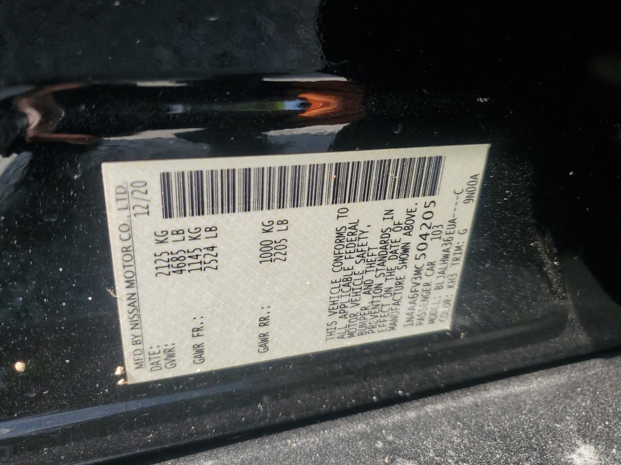 2021 Nissan Maxima Platinum VIN: 1N4AA6FV3MC504205 Lot: 72093555