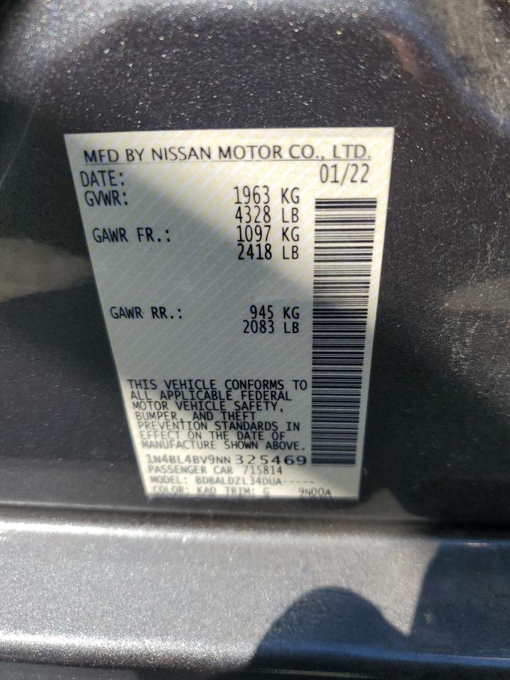 2022 Nissan Altima S VIN: 1N4BL4BV9NN325469 Lot: 81280175