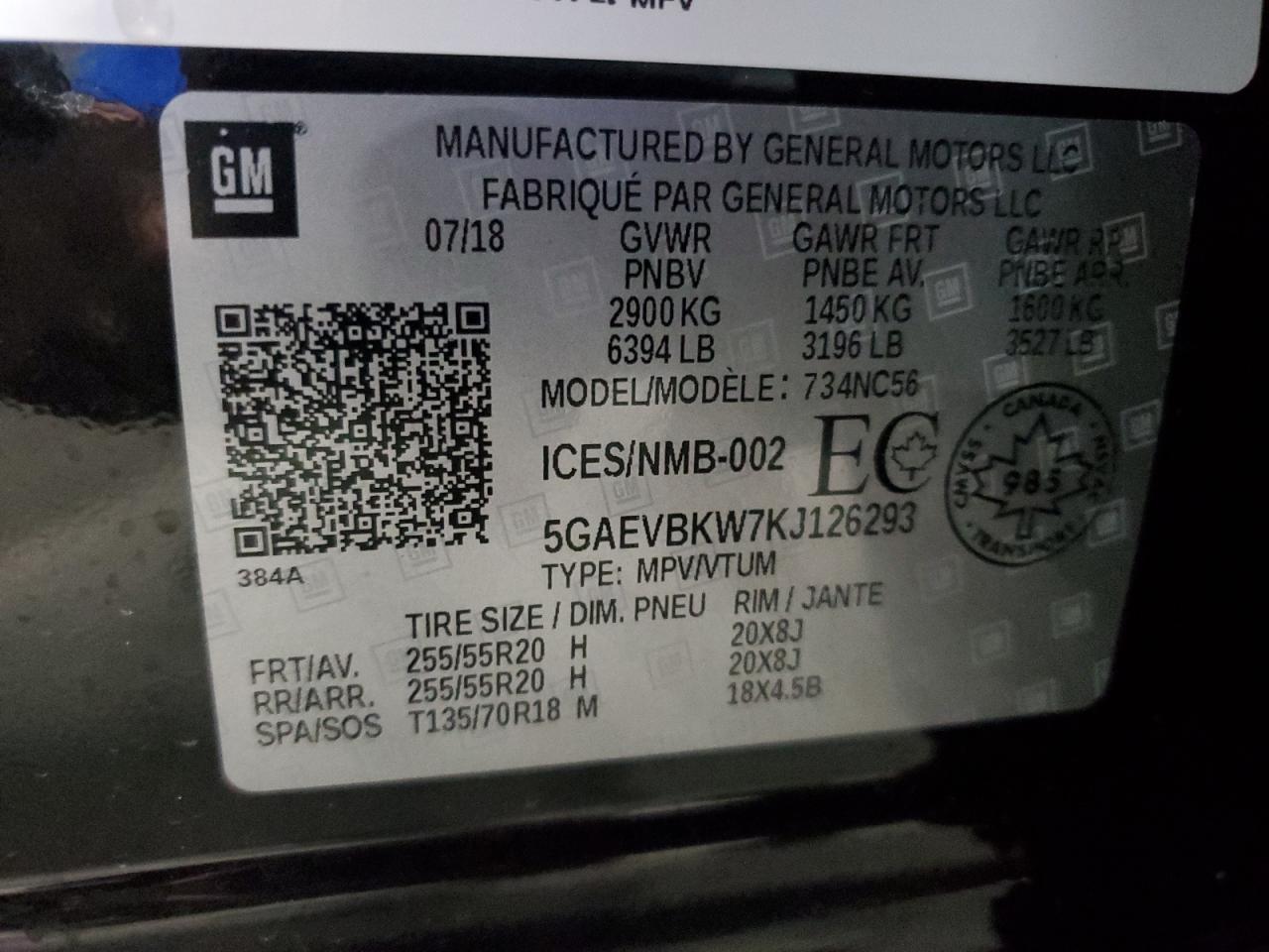 2019 Buick Enclave Premium VIN: 5GAEVBKW7KJ126293 Lot: 82140595