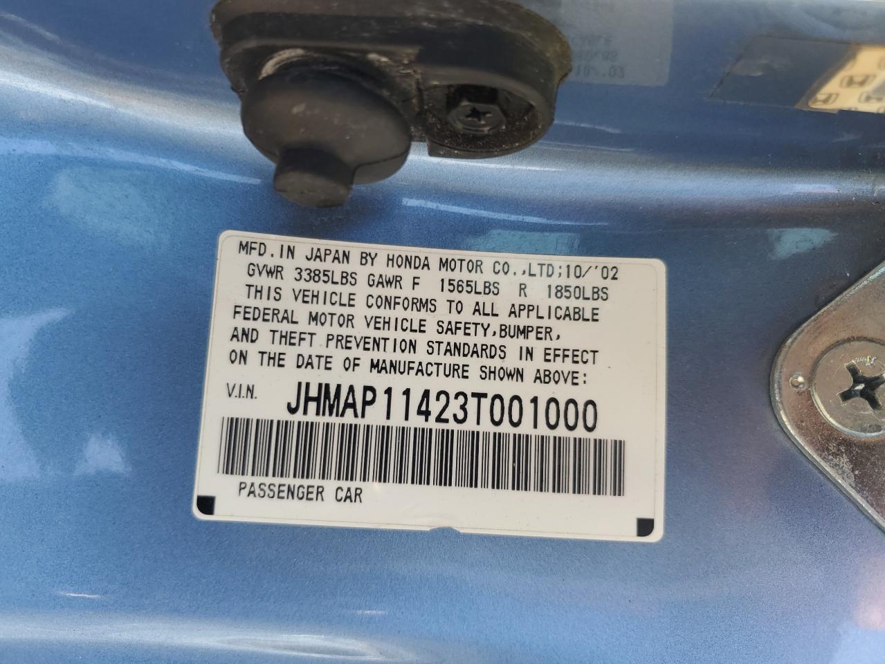 2003 Honda S2000 VIN: JHMAP11423T001000 Lot: 83826845