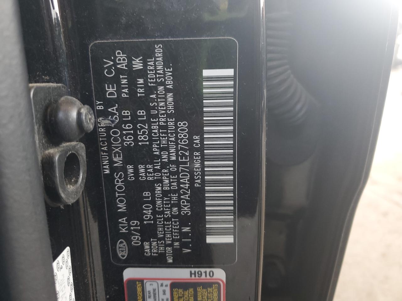 2020 Kia Rio Lx VIN: 3KPA24AD7LE276808 Lot: 71994505
