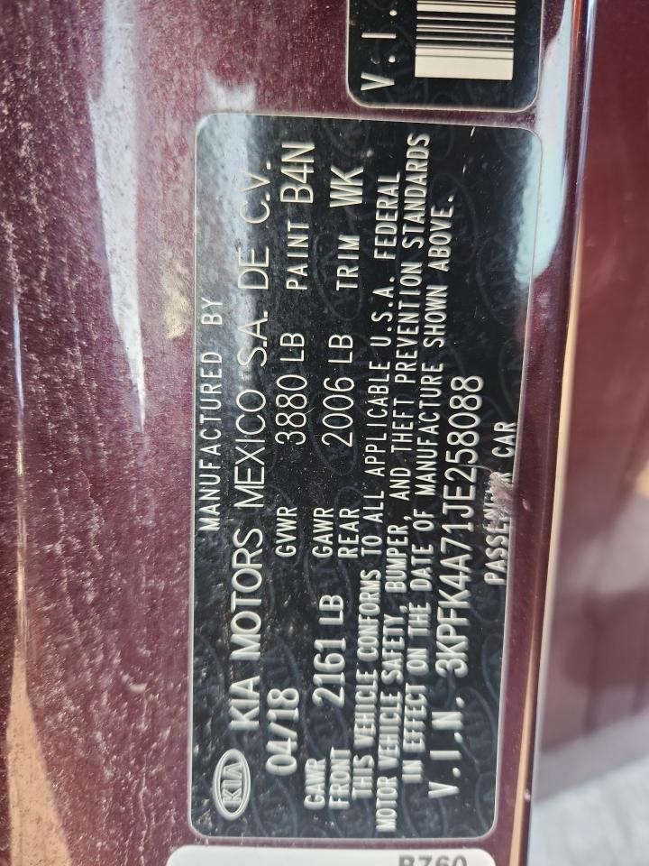 2018 Kia Forte Lx VIN: 3KPFK4A71JE258088 Lot: 81331545