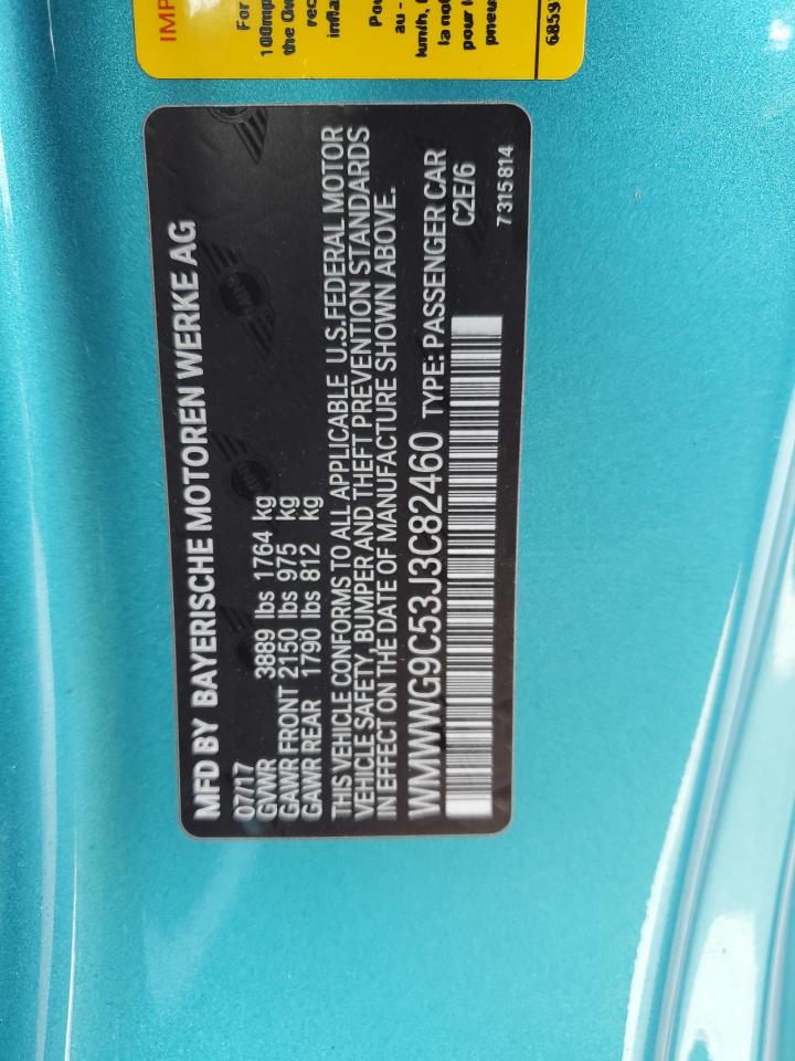 2018 Mini Cooper S VIN: WMWWG9C53J3C82460 Lot: 71700255