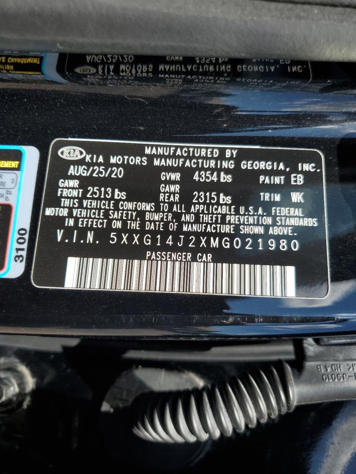 2021 Kia K5 Lxs VIN: 5XXG14J2XMG021980 Lot: 80848275