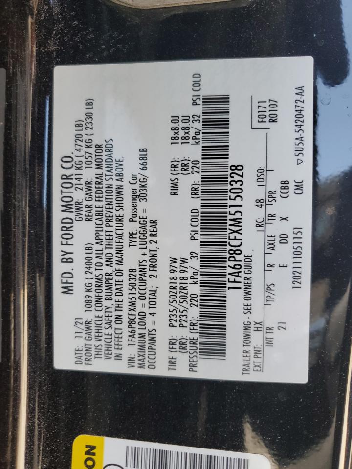 2021 Ford Mustang Gt VIN: 1FA6P8CFXM5150328 Lot: 80720895