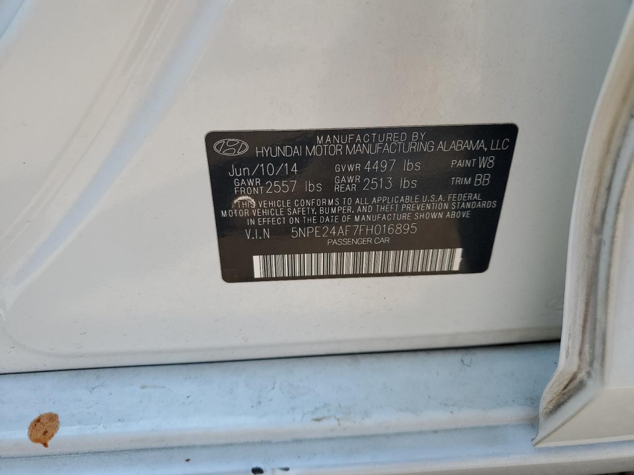 2015 Hyundai Sonata Se VIN: 5NPE24AF7FH016895 Lot: 80648815