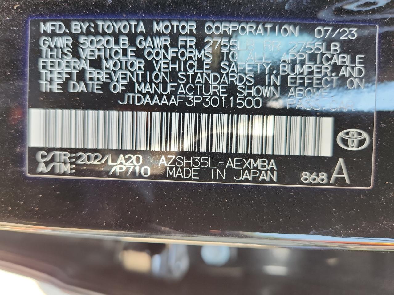 2023 Toyota Crown Xle VIN: JTDAAAAF3P3011500 Lot: 70680315