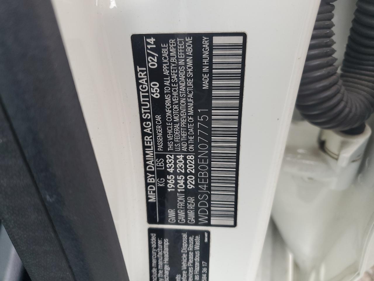 2014 Mercedes-Benz Cla 250 VIN: WDDSJ4EB0EN077751 Lot: 84236005