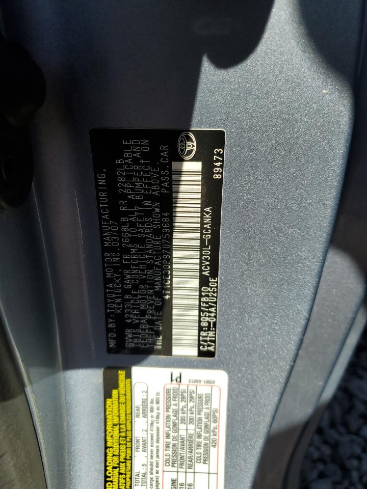 2007 Toyota Camry Solara Se VIN: 4T1CE30P87U759684 Lot: 80927655