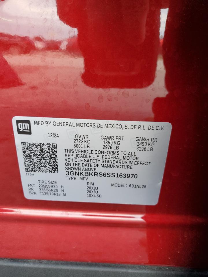 2025 Chevrolet Blazer Rs VIN: 3GNKBKRS6SS163970 Lot: 80226535