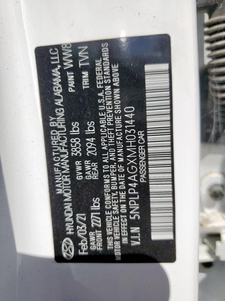 2021 Hyundai Elantra Limited VIN: 5NPLP4AGXMH031440 Lot: 81503075