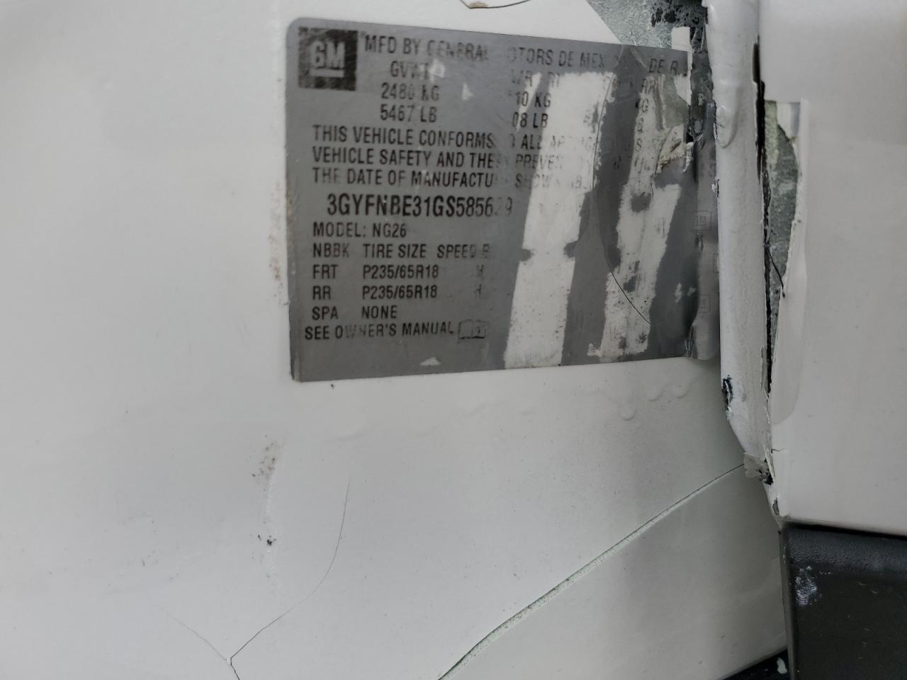 2016 Cadillac Srx Luxury Collection VIN: 3GYFNBE31GS585629 Lot: 81341365