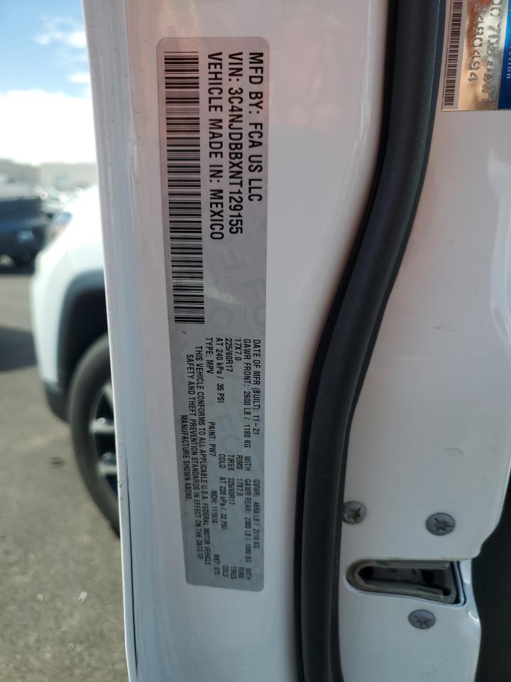 2022 Jeep Compass Latitude VIN: 3C4NJDBBXNT129155 Lot: 71497085