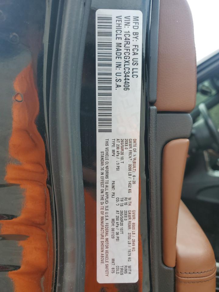 2020 Jeep Grand Cherokee Overland VIN: 1C4RJFCGXLC344406 Lot: 81594155