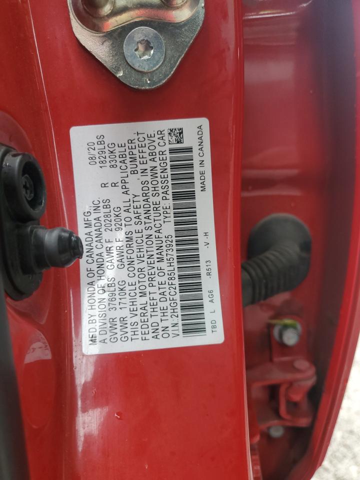 2020 Honda Civic Sport VIN: 2HGFC2F85LH573925 Lot: 81729035