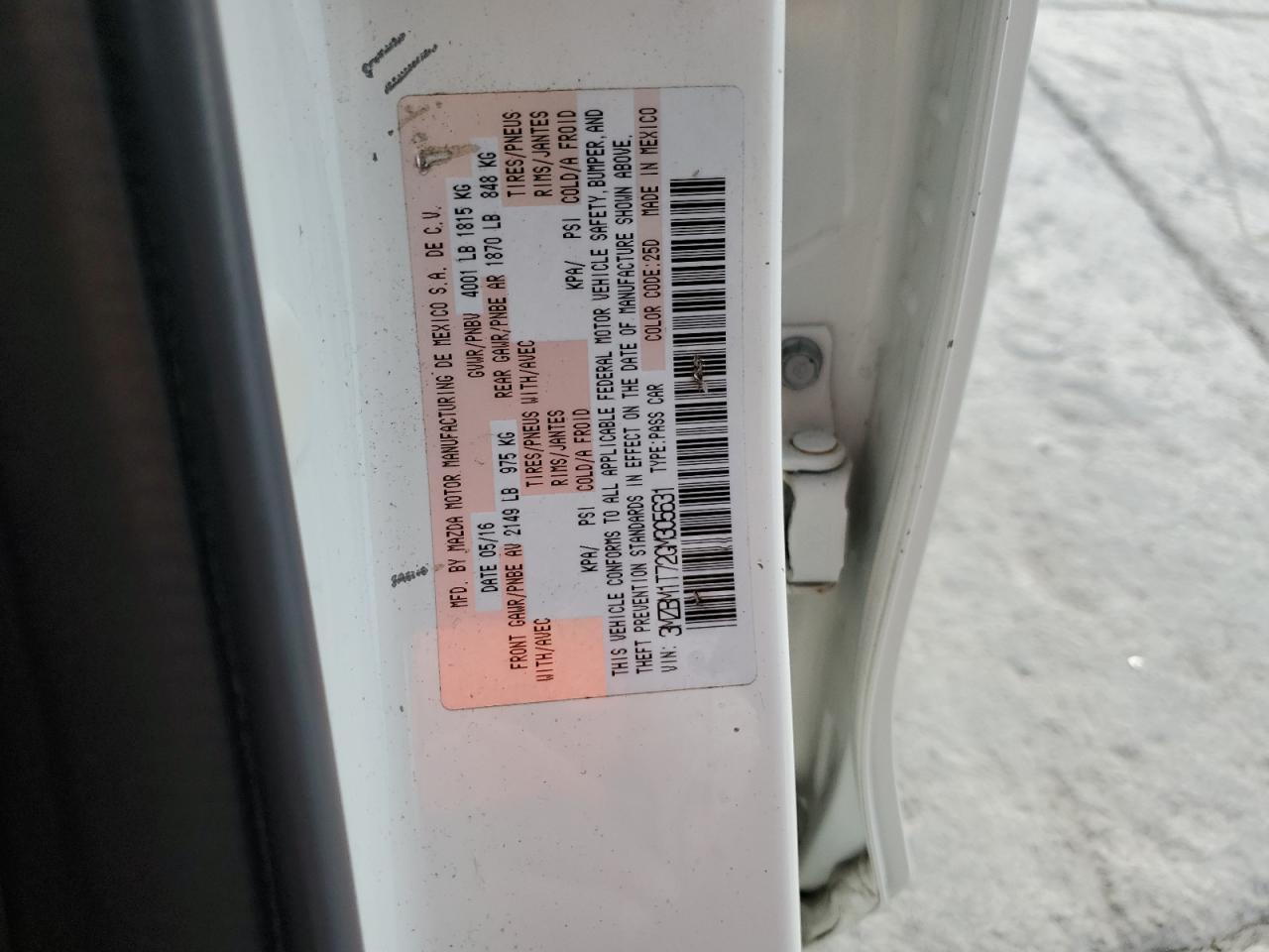 2016 Mazda 3 Sport VIN: 3MZBM1T72GM305631 Lot: 72005555