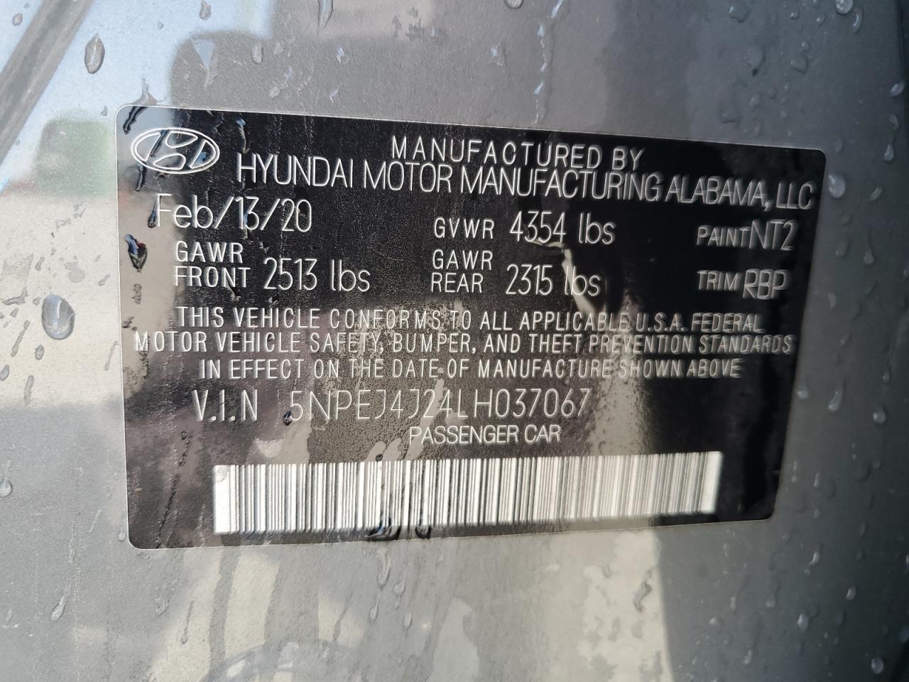 2020 Hyundai Sonata Sel Plus VIN: 5NPEJ4J24LH037067 Lot: 81125075