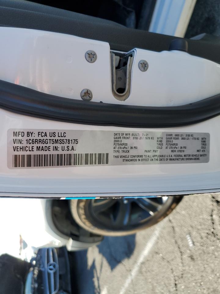 2021 Ram 1500 Classic Slt VIN: 1C6RR6GT5MS578175 Lot: 80795165