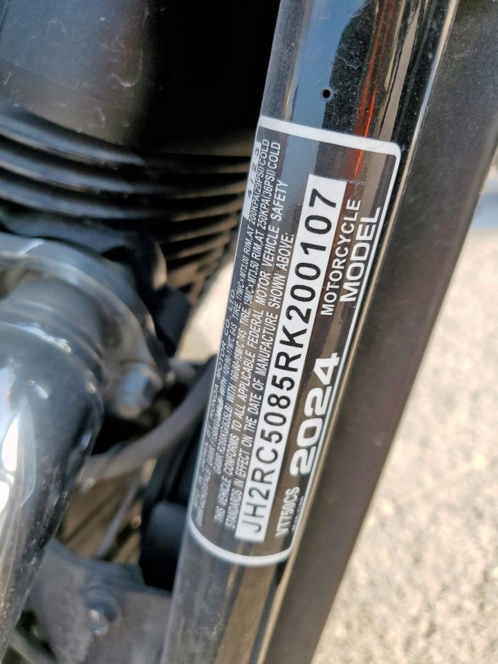 2024 Honda Vt750 Cs VIN: JH2RC5085RK200107 Lot: 80857415