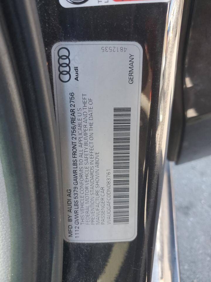 2013 Audi A6 Premium Plus VIN: WAUGGAFC0DN083761 Lot: 80632775