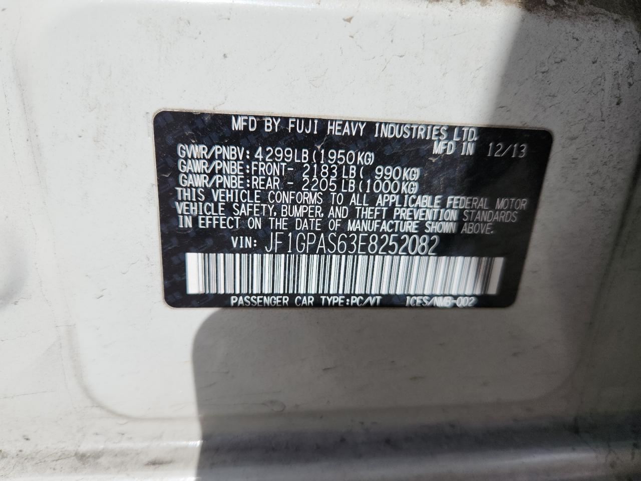 2014 Subaru Impreza Sport Limited VIN: JF1GPAS63E8252082 Lot: 84621995