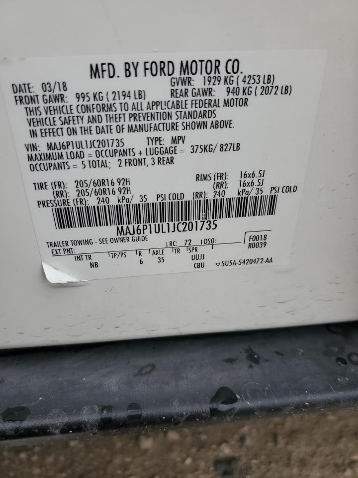 2018 Ford Ecosport Se VIN: MAJ6P1UL1JC201735 Lot: 81330465