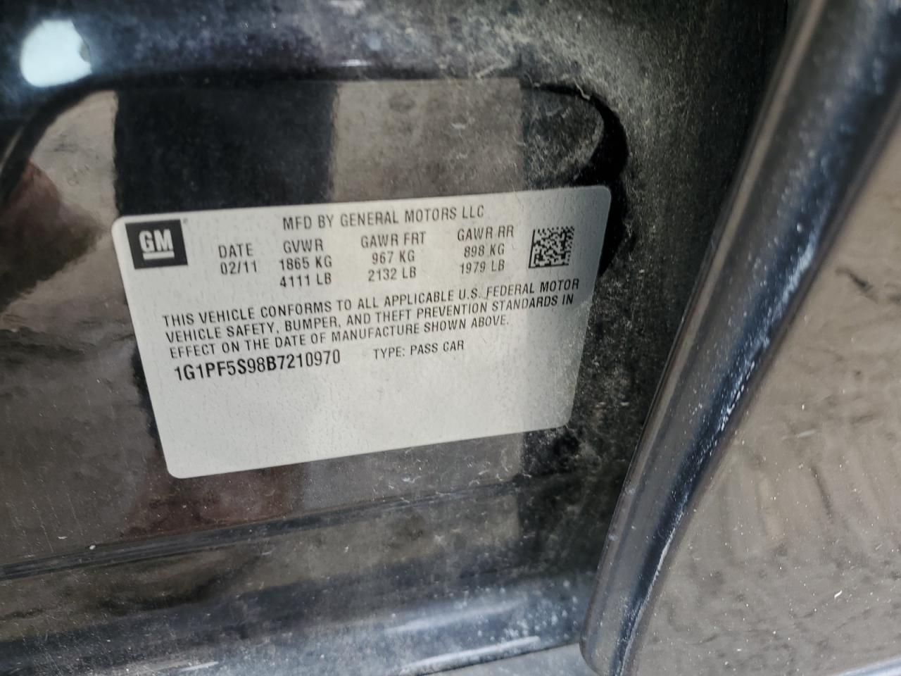 2011 Chevrolet Cruze Lt VIN: 1G1PF5S98B7210970 Lot: 81027845