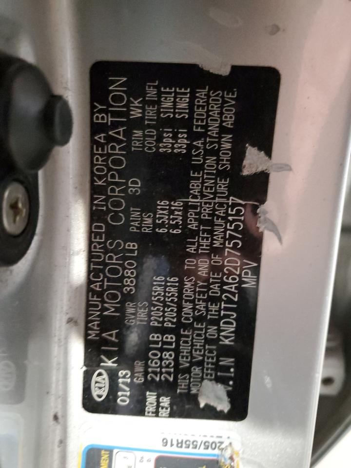 2013 Kia Soul + VIN: KNDJT2A62D7575157 Lot: 71172385