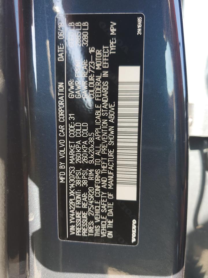 2019 Volvo Xc90 T6 Inscription VIN: YV4A22PLXK1430753 Lot: 71459075