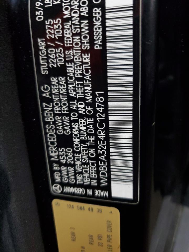 1994 Mercedes-Benz E 320 VIN: WDBEA32E4RC124781 Lot: 85058675