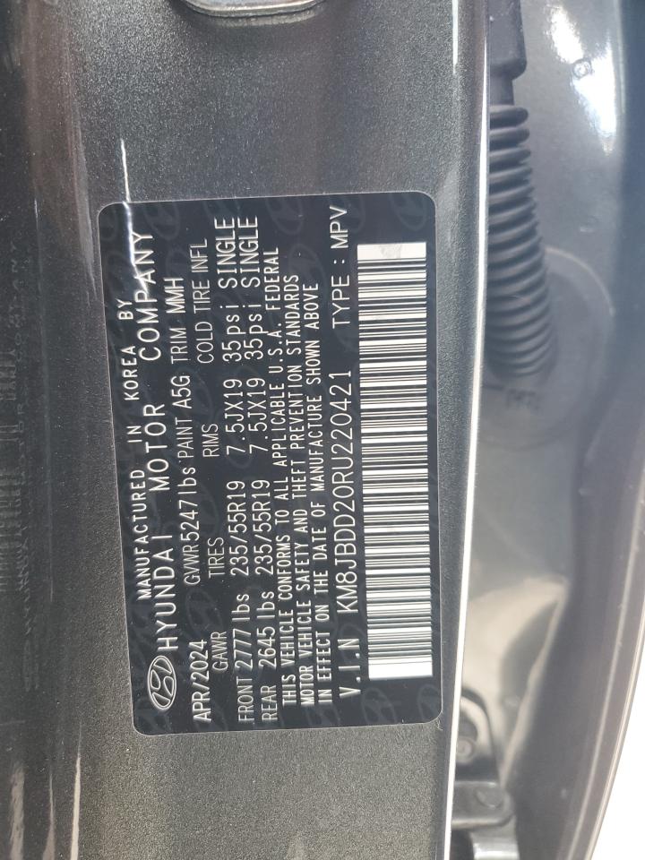 2024 Hyundai Tucson Plug-In Hybrid Sel VIN: KM8JBDD20RU220421 Lot: 84395485