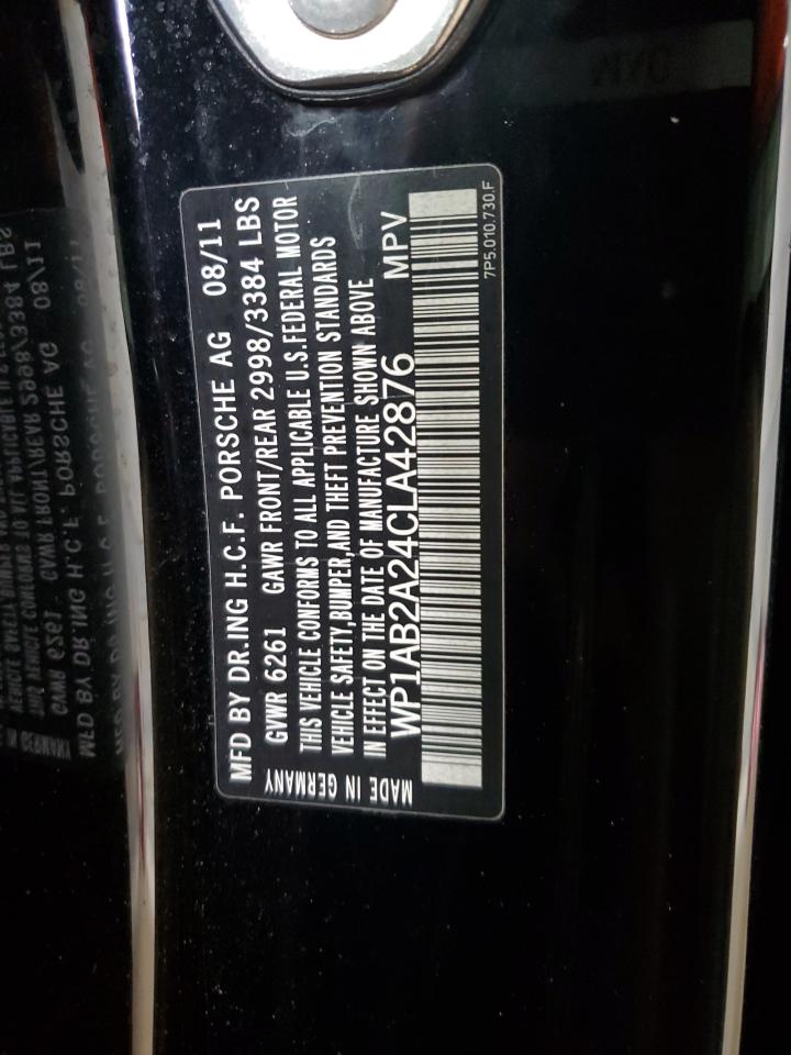 2012 Porsche Cayenne S VIN: WP1AB2A24CLA42876 Lot: 72090315