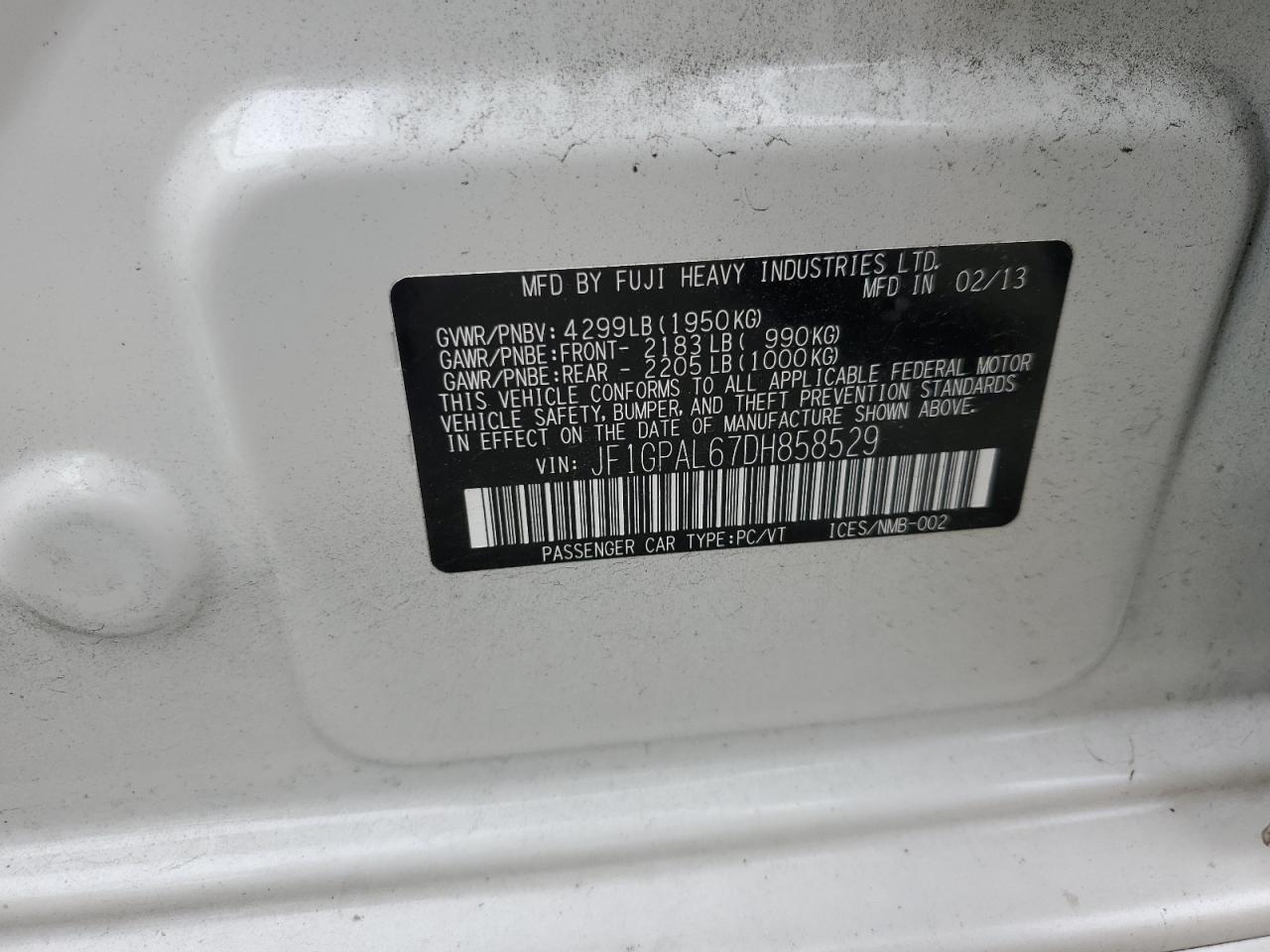 2013 Subaru Impreza Sport Premium VIN: JF1GPAL67DH858529 Lot: 71900605