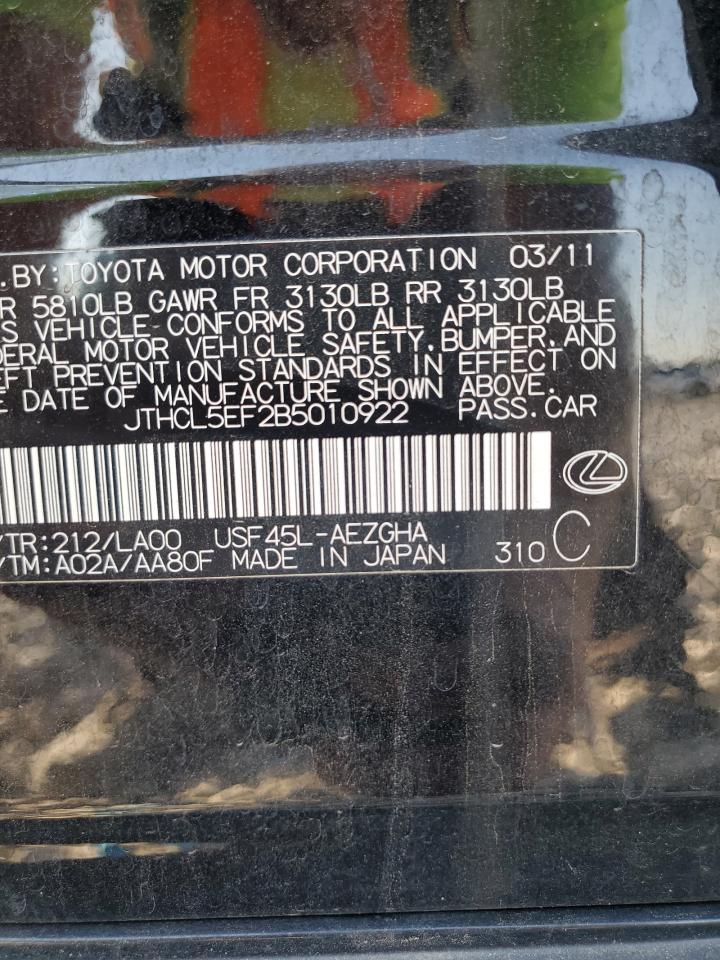 2011 Lexus Ls 460 VIN: JTHCL5EF2B5010922 Lot: 81009355