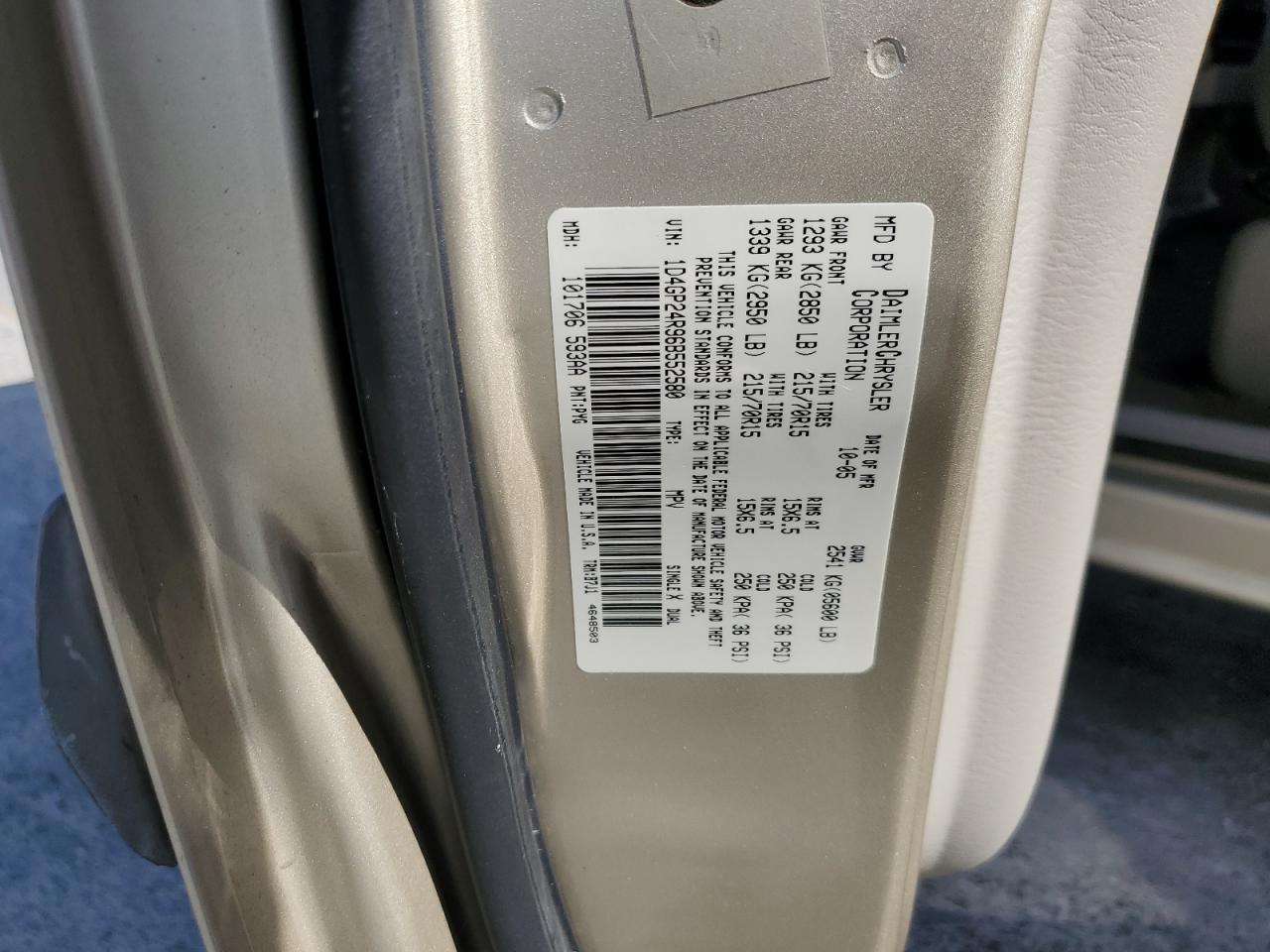 2006 Dodge Grand Caravan Se VIN: 1D4GP24R96B552580 Lot: 81734135