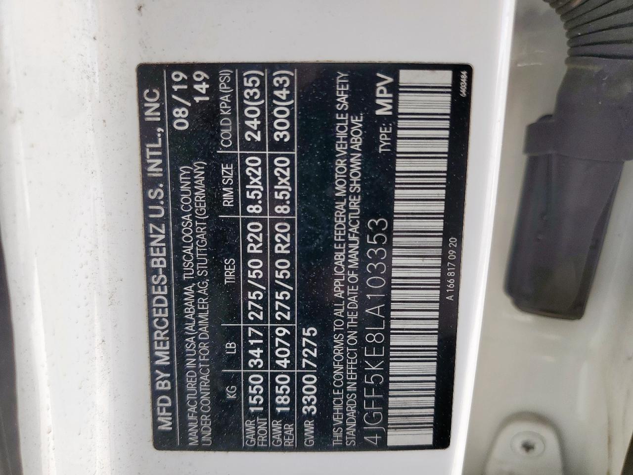 2020 Mercedes-Benz Gls 450 4Matic VIN: 4JGFF5KE8LA103353 Lot: 81149575