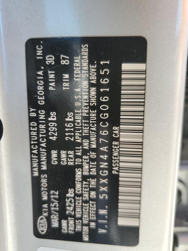 2012 Kia Optima Ex VIN: 5XXGN4A76CG061651 Lot: 70535125