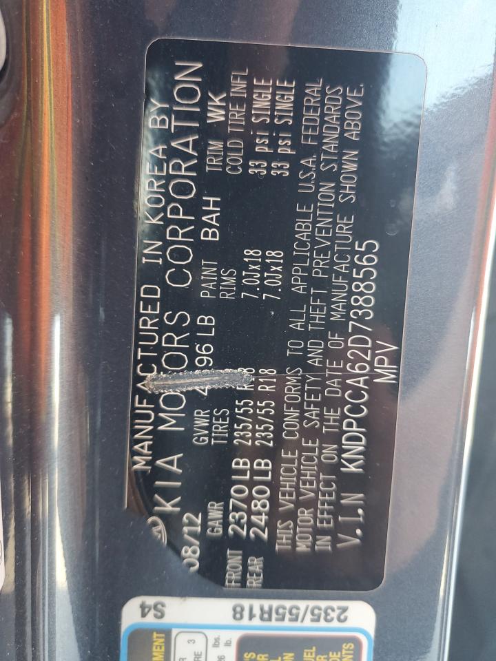 2013 Kia Sportage Sx VIN: KNDPCCA62D7388565 Lot: 80783465