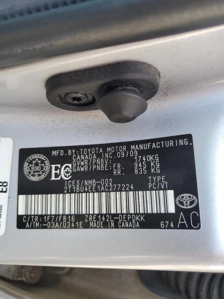 2010 Toyota Corolla Base VIN: 2T1BU4EE1AC277224 Lot: 71778965