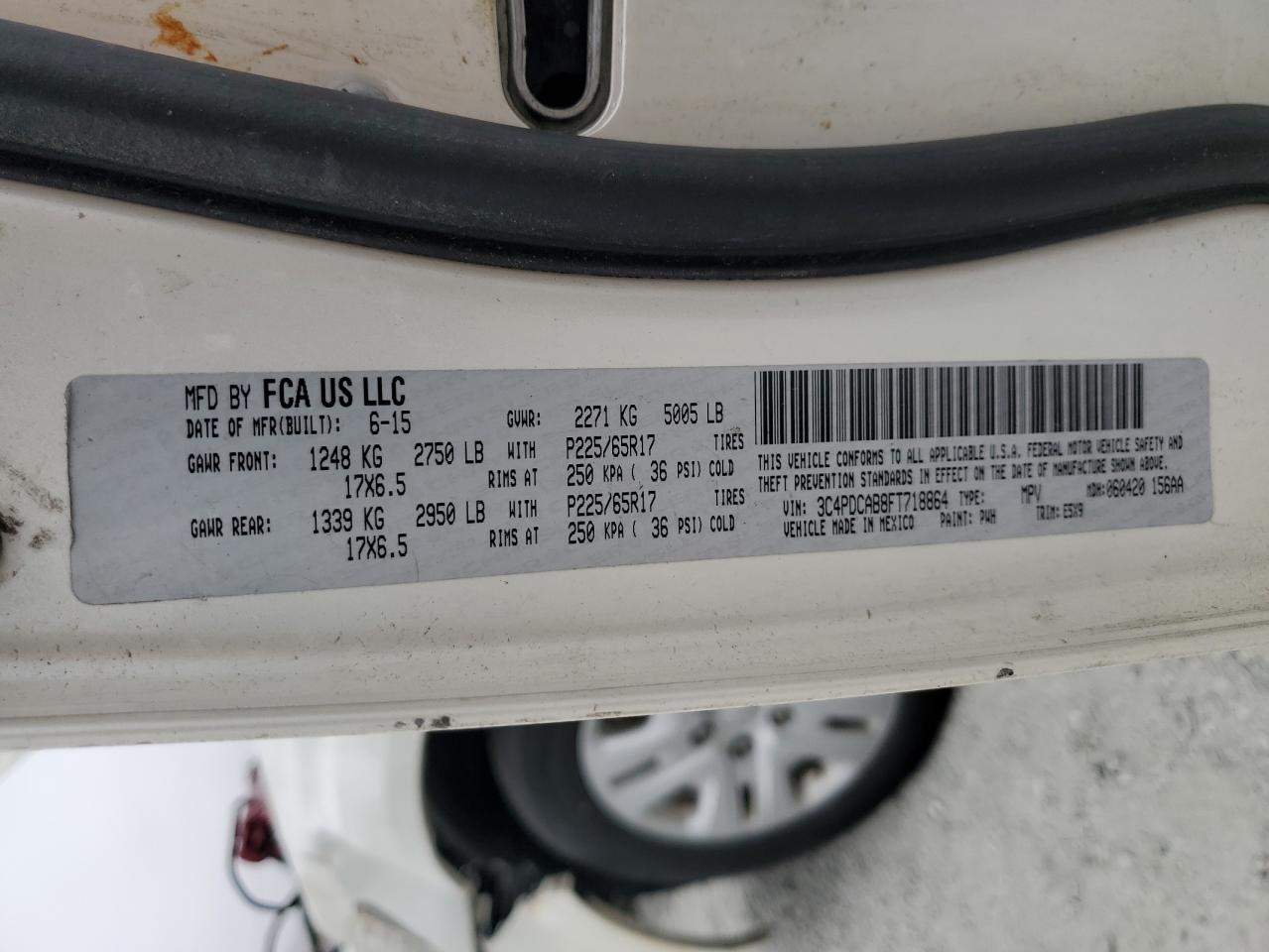 2015 Dodge Journey Se VIN: 3C4PDCAB8FT718864 Lot: 80523775