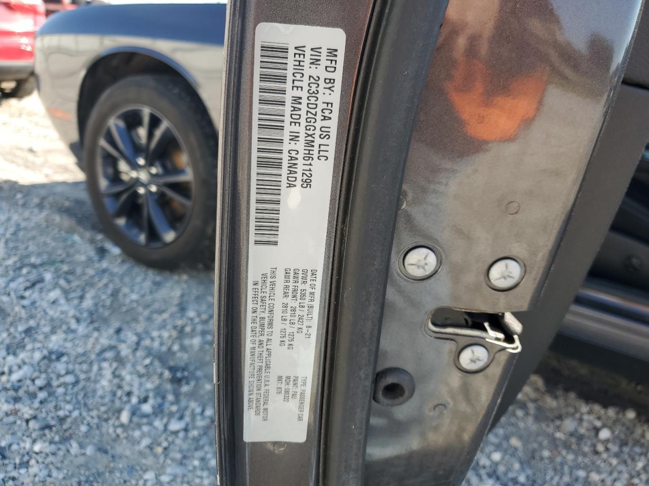 2021 Dodge Challenger Sxt VIN: 2C3CDZGGXMH611295 Lot: 70706755