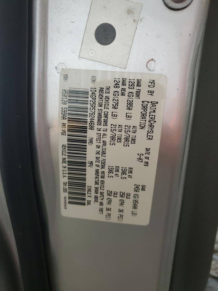 2007 Dodge Caravan Se VIN: 1D4GP25R57B244600 Lot: 80226685
