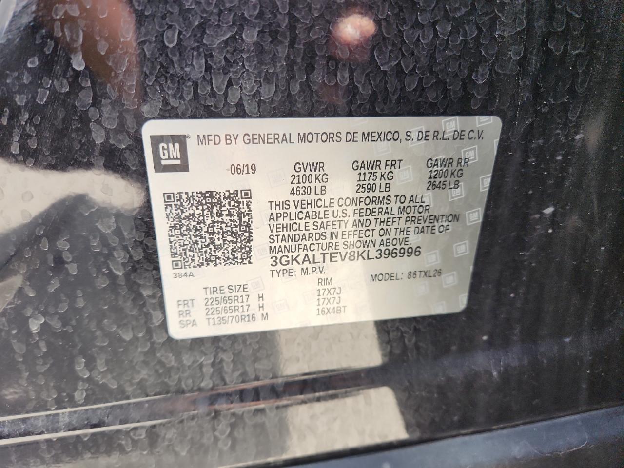 2019 GMC Terrain Sle VIN: 3GKALTEV8KL396996 Lot: 80914955