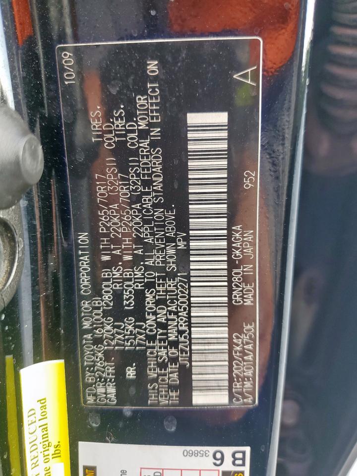 2010 Toyota 4Runner Sr5 VIN: JTEZU5JR9A5002271 Lot: 83757025