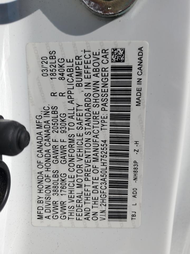 2020 Honda Civic Si VIN: 2HGFC3A50LH752554 Lot: 70653705